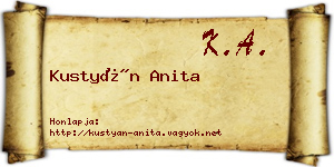Kustyán Anita névjegykártya